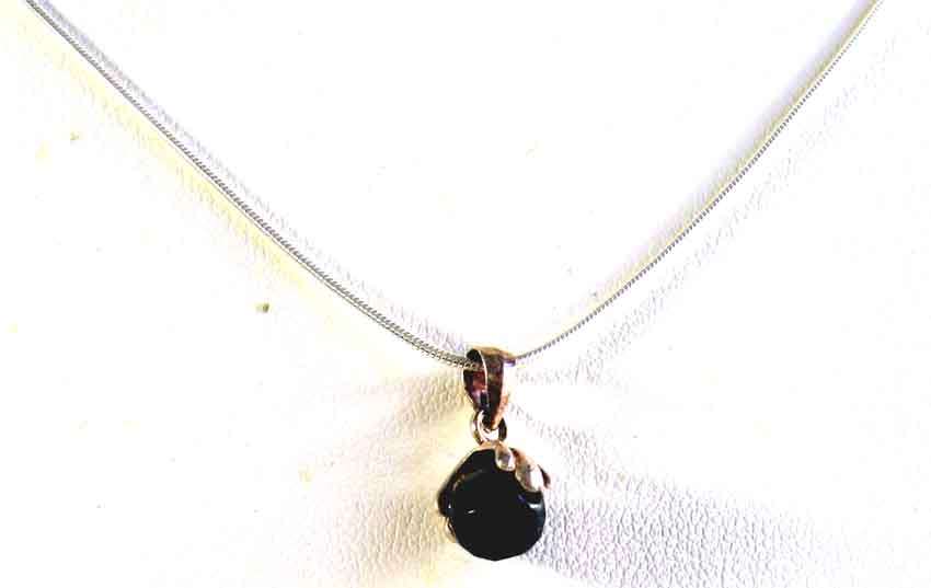 Cute, Sterling Silver  with Black Onyx Pendant on Chain.