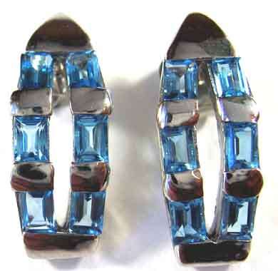 Sterling Silver and Blue Topaz Earrings.