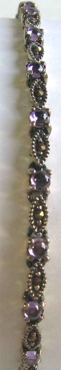 ALURING, STERLING SILVER , MARCASITE AND GENUINE AMETHYSTS - BRACELET