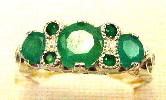 Gorgeous Sterling Silver and Genuine Emeralds Ring
