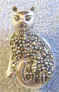 Lovely Sterling Silver and Marcasite " cat "  Brooch