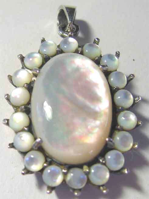 Stylish , Sterling Silver and  Mother of Pearl - Pendant