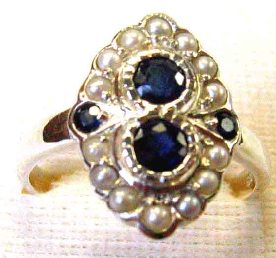 Stunning Sapphires and Pearl Ring.