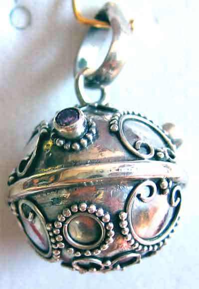 Sterling Siver and Amethysts Musical Chime Pendant