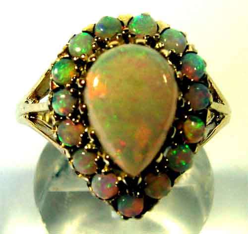Magnificent 9K Solid Gold and Genuine Australian Opals Ring.
