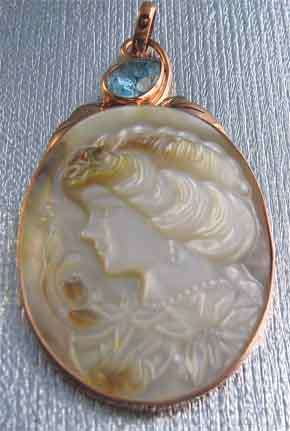 Big & Beautiful Sterling Silver ,Topaz and Shell Cameo Pendant.