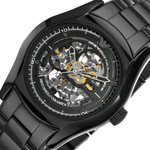 **LATE ENTRY! EMPORIO ARMANI - Ceramic Skeleton Meccanico Gents Watch (AR1414) **RARE SERIES!!