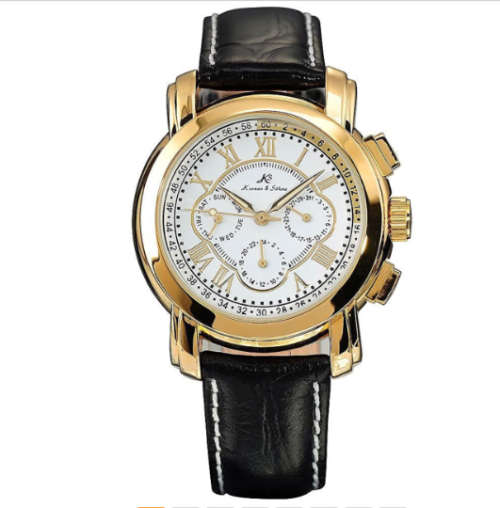 **Genuine!!**Kronen&Söhne Golden 6 Hands Luxury Leather Automatic Mechanical Men's Sport Wrist Watch