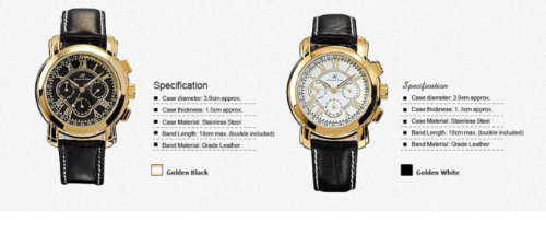 **Genuine!!**Kronen&Söhne Golden 6 Hands Luxury Leather Automatic Mechanical Men's Sport Wrist Watch