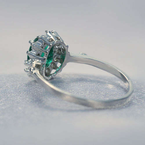 2.85ct Natural Emerald 5*7MM/1P 14K White solid Gold Ring Size US 7