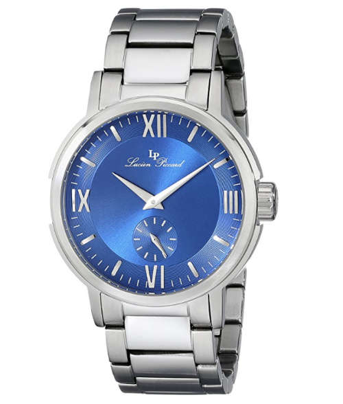 **RRP R6999.99**LUCIEN PICCARD® SWISS LEGEND BLUE DIAL SILVER TONE WATCH W/ BOX & MANUAL
