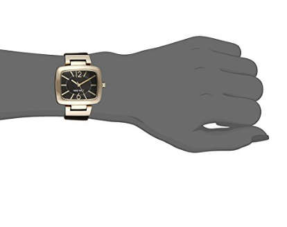 GENUINE!! Nine West Women's Gold-Tone and Black Strap Watch w/box & Manual