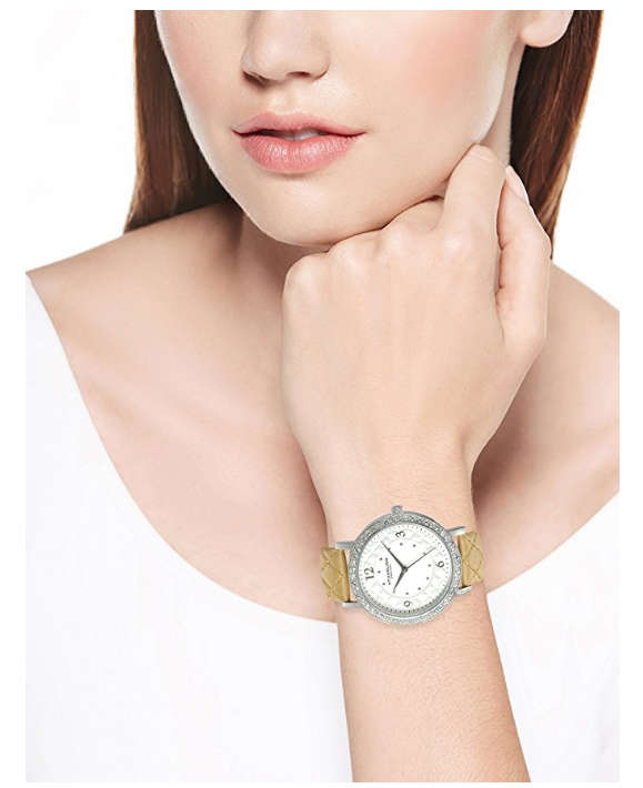 GENUINE!!Stuhrling Original Women's 'Audrey 786' Quartz Stainless Steel & Leather Dress Watch, Beige