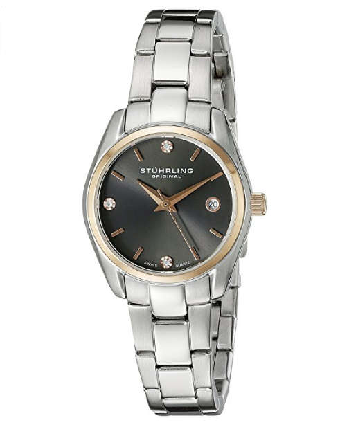 GENUINE!!! STUHRLING WOMEN'S ASCOT SWAROVSKI ACCENTED WATCH W/ BOX & MANUAL