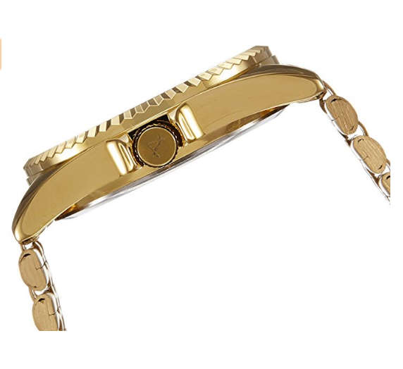 AUGUST STEINER®  MEN'S  STAINLESS STEEL BRACELET WATCH ACCENTED W/ 12 GENUINE DIAMOND HOUR MARKERS