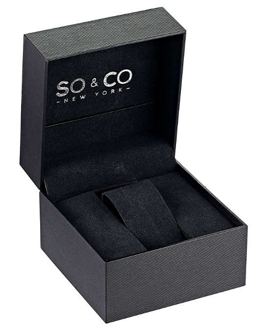 SO&CO NEW YORK® MEN'S YACHT CLUB BROWN UNIDIRECTIONAL BEZEL GMT DAY AND DATE STAINLESS STEEL LINK BR