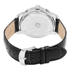 STUHRLING ORIGINAL®  MEN'S  SYMPHONY CALFSKIN LEATHER STRAP BLACK WATCH W/ BOX & MANUAL