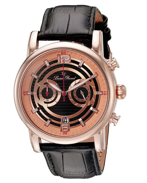 **RRP $595.00**LUCIEN PICCARD® SWISS LEGEND BROWN LEATHER BAND CASUAL WATCH W/ BOX & MANUAL