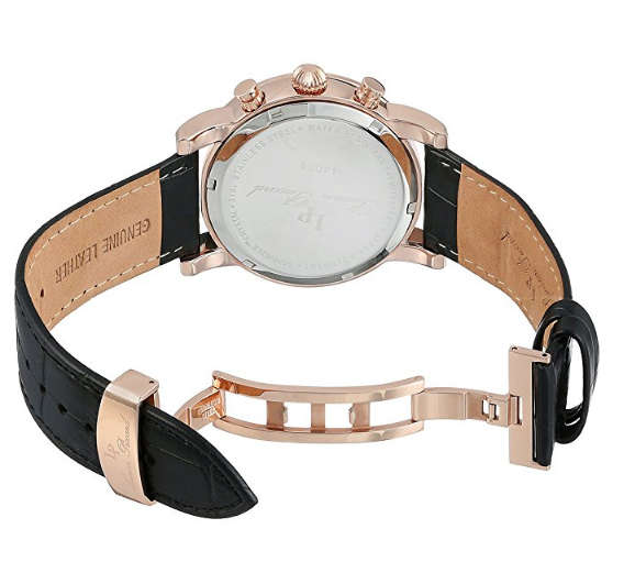 -I LATE ENTRYI RRP $595.00 I- LUCIEN PICCARD®  BLACK LEATHER BAND CASUAL WATCH W/ BOX & MANUAL