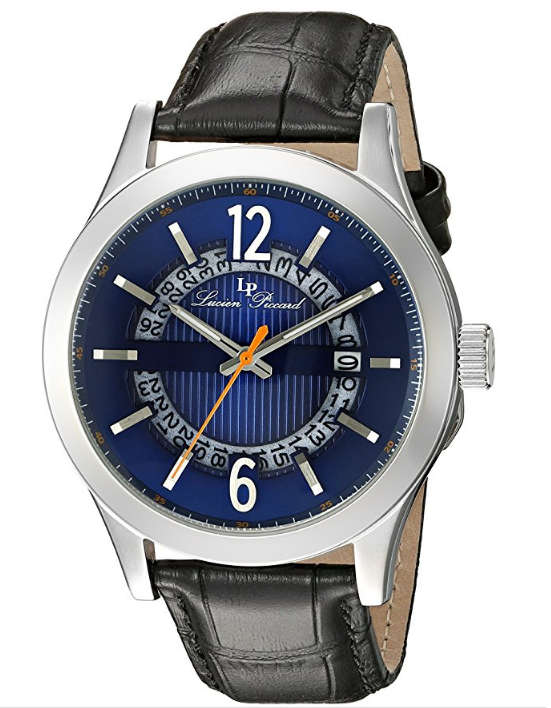 **RRP $395.00 **LUCIEN PICCARD® SWISS LEGEND CROCO-EMBOSSED LEATHER BAND WATCH W/ BOX & MANUAL