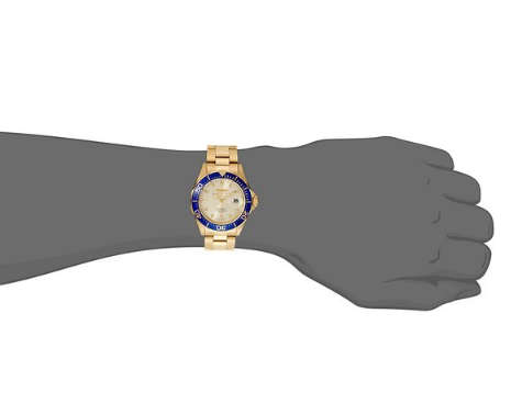 INVICTA® MEN'S PRO DIVER GOLD DIAL "18K GOLD ION-PLATED" WATCH W/ MANUAL,BOX & INSTRUCTIONS