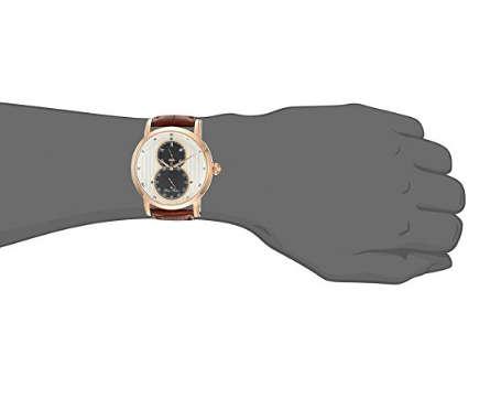 LUCIEN PICCARD® SWISS LEGEND QUARTZ STAINLESS STEEL AND LEATHER AUTOMATIC WATCH, COLOR:BROWN