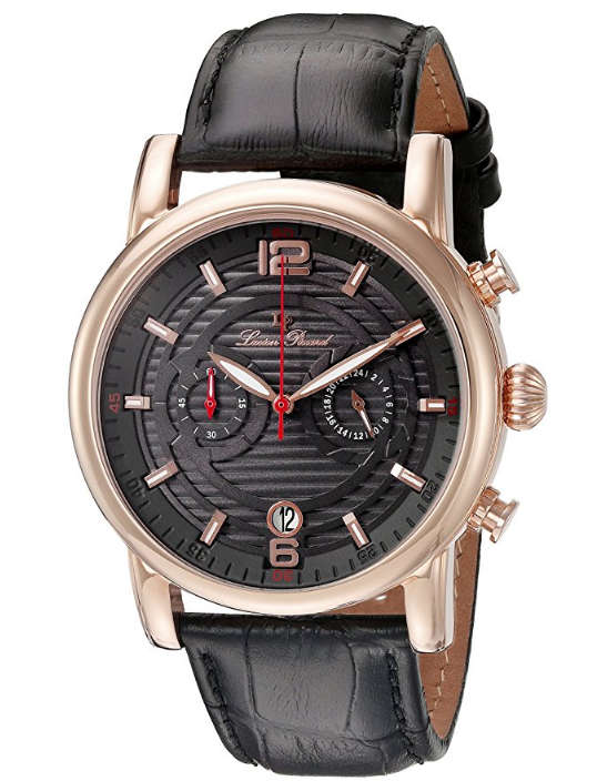 **RRP $595.00 **LUCIEN PICCARD® SWISS LEGEND BLACK LEATHER BAND WATCH W/ BOX & MANUAL