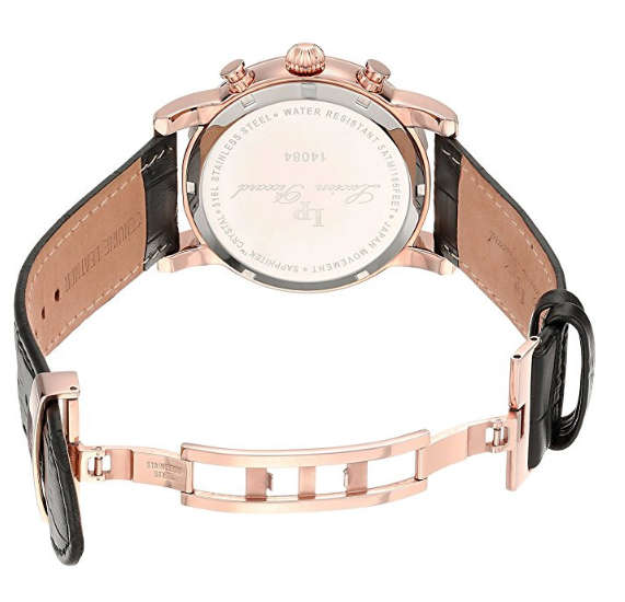 **RRP $595.00 **LUCIEN PICCARD® SWISS LEGEND BLACK LEATHER BAND WATCH W/ BOX & MANUAL