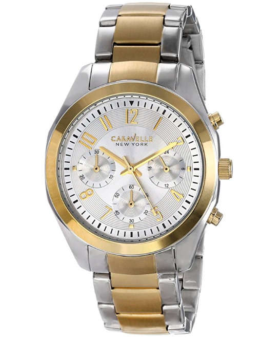 BULOVA® - CARAVELLE NEW YORK WOMEN'S JAPANESE QUARTZ TWO TONE WATCH W/ BOX & MANUAL