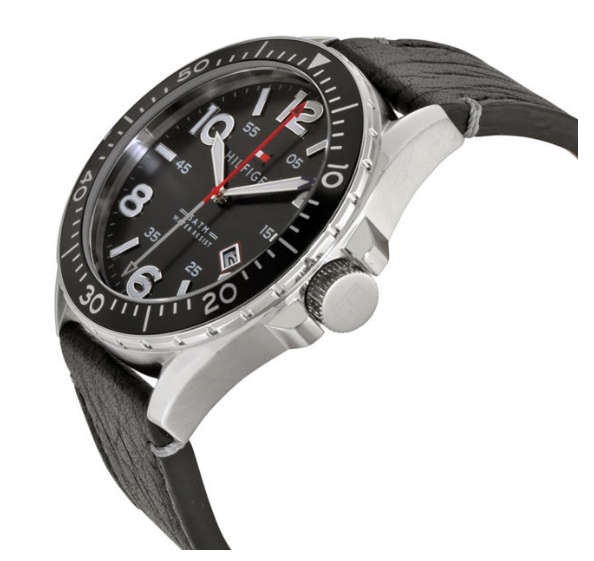 **AUTHENTIC**TOMMY HILFIGER® MEN'S CASUAL SPORT ANALOG DISPLAY QUARTZ BLACK WATCH