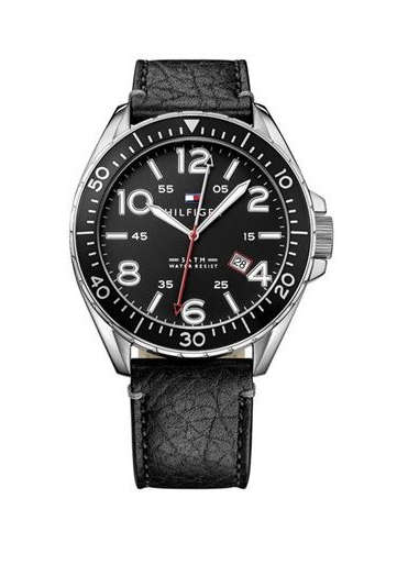 **AUTHENTIC**TOMMY HILFIGER® MEN'S CASUAL SPORT ANALOG DISPLAY QUARTZ BLACK WATCH