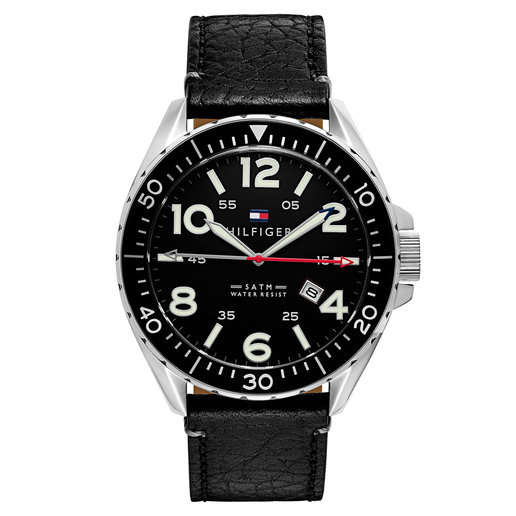 **AUTHENTIC**TOMMY HILFIGER® MEN'S CASUAL SPORT ANALOG DISPLAY QUARTZ BLACK WATCH