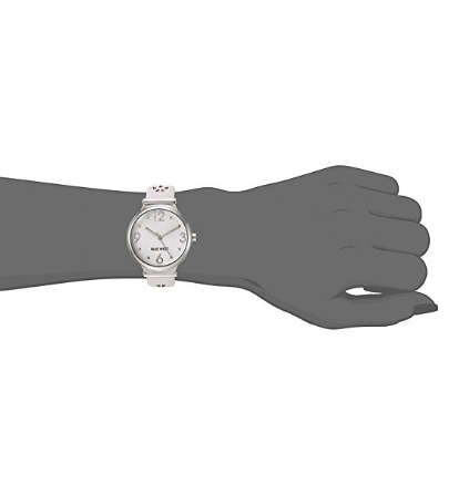 **GENUINE** NINE WEST® WOMENS SILVER-TONE AND WHITE LEATHER STRAP WATCH W/  BOX & MANUAL
