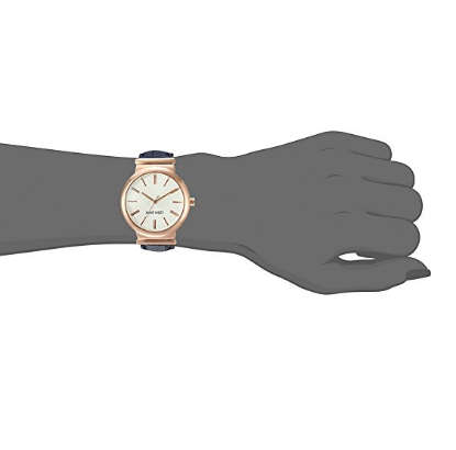 **GENUINE** NINE WEST® WOMEN'S ROSE GOLD-TONE AND NAVY BLUE CROCO-GRAIN STRAP WATCH W/  BOX & MANUAL