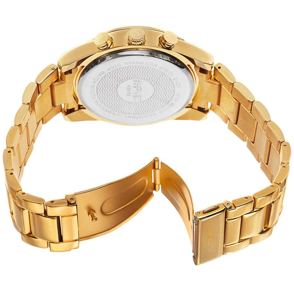 AUGUST STEINER® MEN'S YELLOW GOLD CHRONOGRAPH QUARTZ WATCH W/ YELLOW GOLD DIAL & GOLD BRACELET