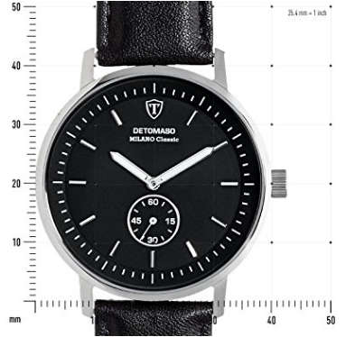 -I LATE ENTRY I- DETOMASO® MILANO CLASSIC MEN'S STAINLESS STEEL WATCH W/ QUICK RELEASE LEATHER STRAP