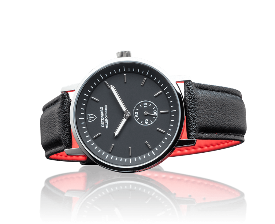 -I LATE ENTRY I- DETOMASO® MILANO CLASSIC MEN'S STAINLESS STEEL WATCH W/ QUICK RELEASE LEATHER STRAP