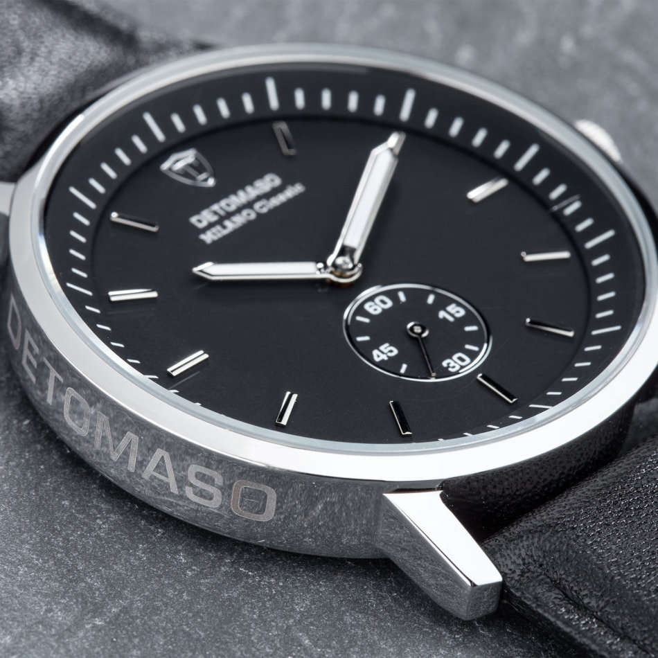 -I LATE ENTRY I- DETOMASO® MILANO CLASSIC MEN'S STAINLESS STEEL WATCH W/ QUICK RELEASE LEATHER STRAP