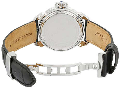 **RRP R7323.08**LUCIEN PICCARD® SWISS LEGEND STAINLESS STEEL WATCH W/ BLACK LEATHER W/ BOX & MANUAL