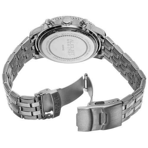 AUGUST STEINER ® MENS SWISS QUARTZ TACHYMETER TWO TIME ZONE DATE SUBDIAL QUARTZ BRACELET WATCH