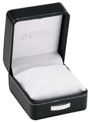 AUGUST STEINER ® MENS SWISS QUARTZ TACHYMETER TWO TIME ZONE DATE SUBDIAL QUARTZ BRACELET WATCH