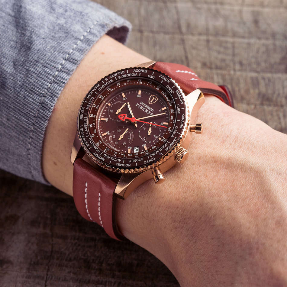 *RRP R8,499.99* DETOMASO® MEN'S FIRENZE CHRONOGRAPH TREND ANALOG DISPLAY JAPANESE QUARTZ RED  WATCH