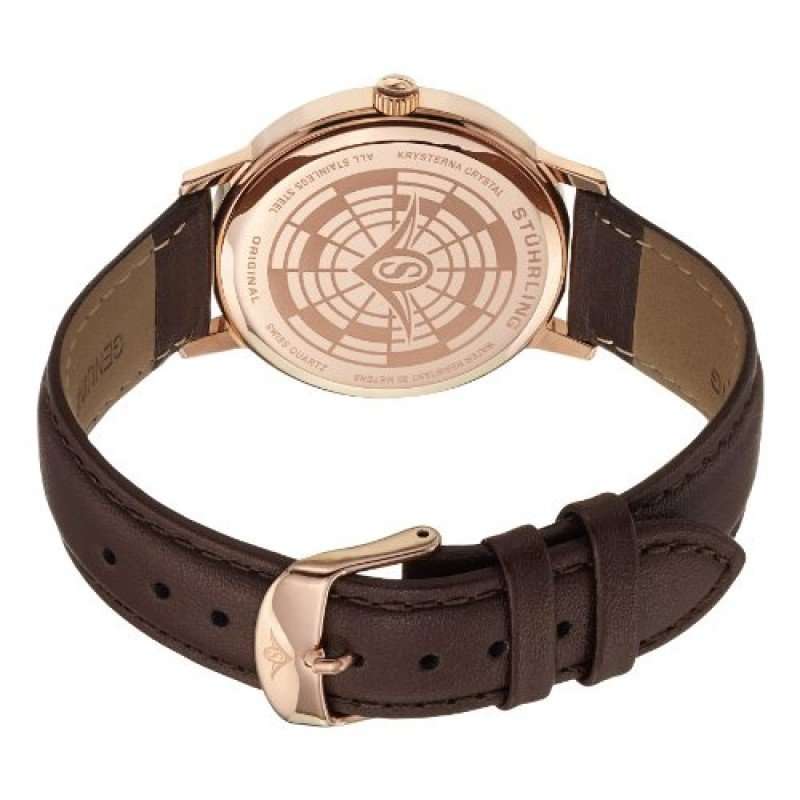LATE ENTRY - R7,631.80 I STUHRLING ORIGINAL® MEN 16K ROSE GOLD  SLIM SWISS BROWN LEATHER WATCH