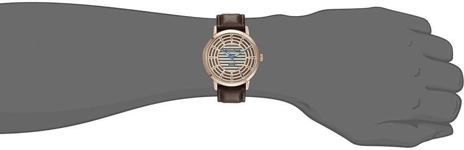 LATE ENTRY - R7,631.80 I STUHRLING ORIGINAL® MEN 16K ROSE GOLD  SLIM SWISS BROWN LEATHER WATCH