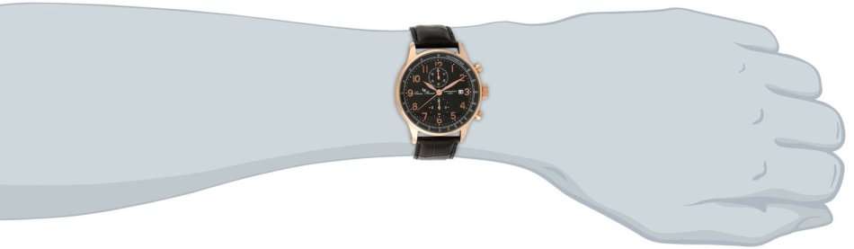 LATE ENTRY R7,390.00 ILUCIEN PICCARD®  MEN'S ROSE GOLD  W/ GENUINE BLACK LEATHER CHRONOGRAPH WATCH