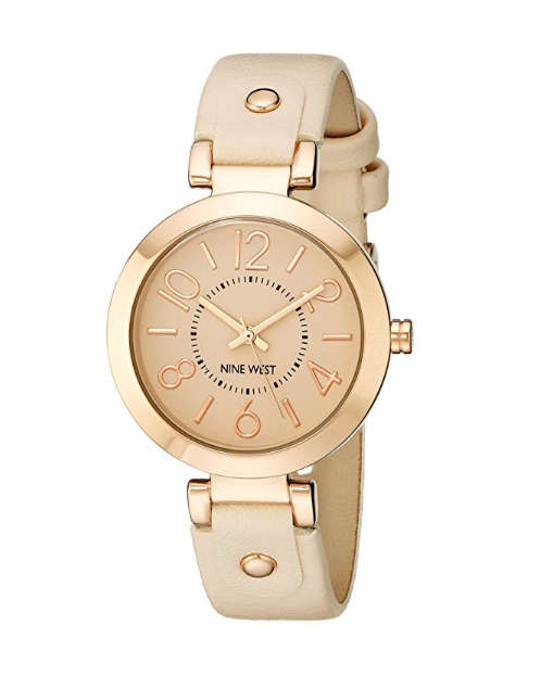 LATE ENTRY GENUINE I NINE WEST® WOMEN ROSE GOLD-TONE CASE BLUSH PINK STRAP WATCH W/  BOX & MANUAL