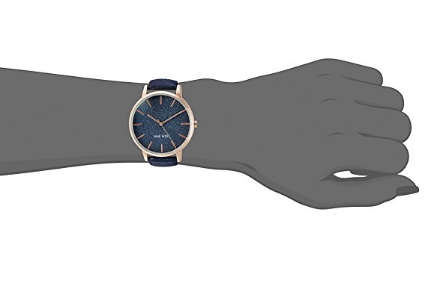 **GENUINE** NINE WEST® WOMEN'S GLITTER ACCENTED ROSE GOLD-TONE AND NAVY BLUE STRAP  W/  BOX & MANUAL