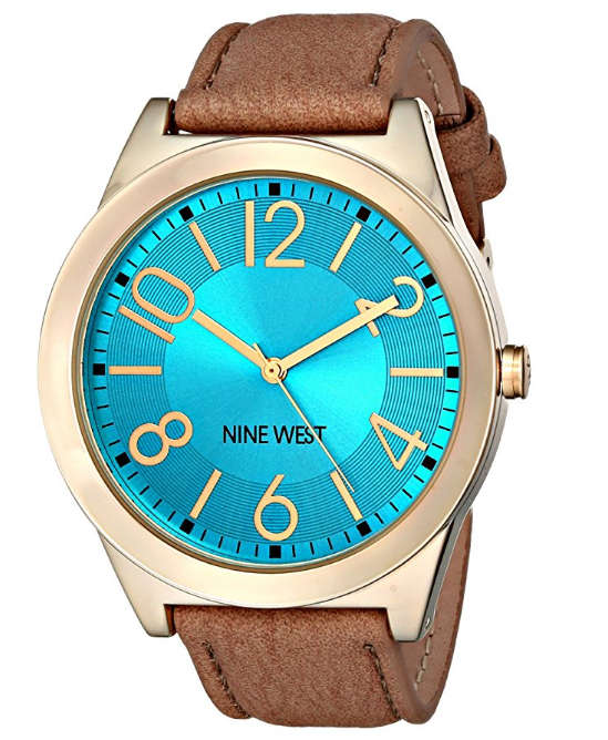 **GENUINE**NINE WEST® WOMEN'S  ANALOG DISPLAY JAPANESE QUARTZ TAN WATCH  W/  BOX & MANUAL