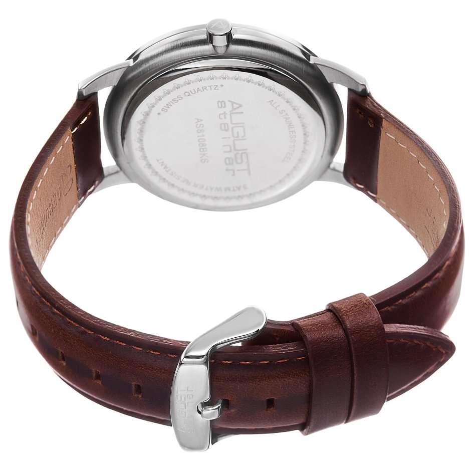 -I LATE ENTRY R4999.99 I- AUGUST STEINER® MEN'S SILVER & BLUE SWISS QUARTZ STEP DOWN DIAL WATCH