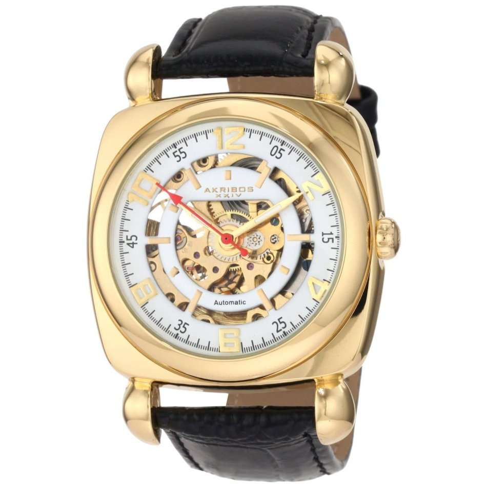 -I LATE ENTRY I RRP R6499.99  I- AKRIBOS XXIV® MEN'S 42MM CALFSKIN BAND METAL CASE AUTOMATIC WATCH